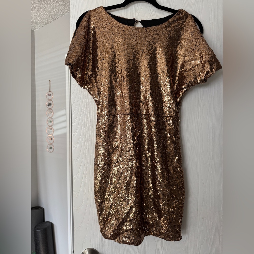 Gold Sequin Mini Dress